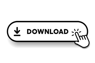 3D download button icon. Upload icon. Down arrow bottom side symbol. Click here button. Save cloud icon push button for UI UX, website, mobile application.