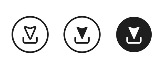 3D download button icon. Upload icon. Down arrow bottom side symbol. Click here button. Save cloud icon push button for UI UX, website, mobile application.