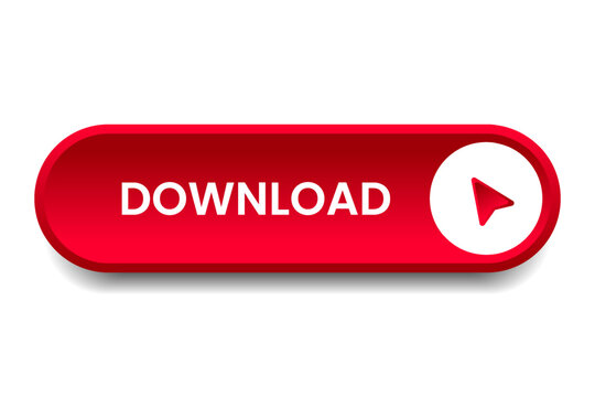 3D download button icon. Upload icon. Down arrow bottom side symbol. Click here button. Save cloud icon push button for UI UX, website, mobile application.