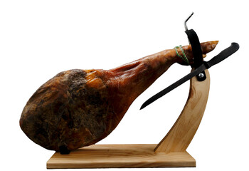 Serrano ham leg in its ham holder. (1)