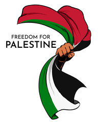 a hand holding a Palestinian flag