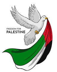 a dove carrying a Palestinian flag