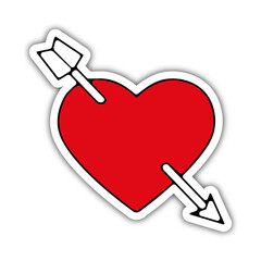 Pictogramme icone et symbole saint valentin amour fleche rouge et noir relief