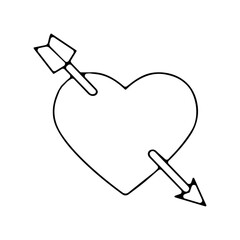 Pictogramme icone et symbole saint valentin amour fleche