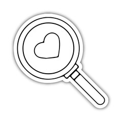 Pictogramme icone et symbole saint valentin amour love loupe recherche relief