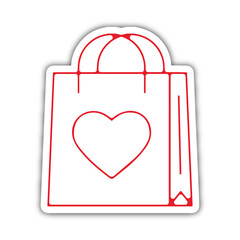 Pictogramme icone et symbole saint valentin amour love sac achat rouge relief