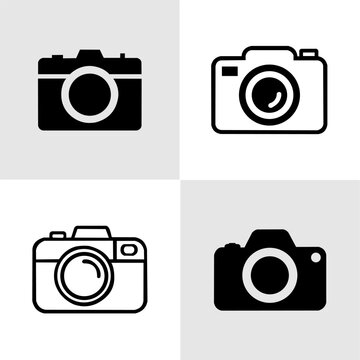 Black camera icon with various types