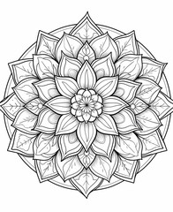 mandala to paint for adults, a form of relaxation and with a white background in the shape of a flower