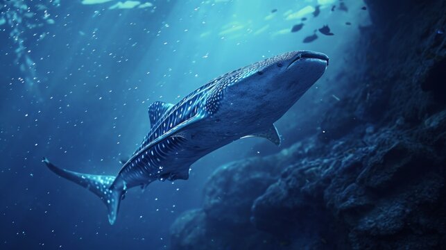 Generative AI image of A whale in the deep