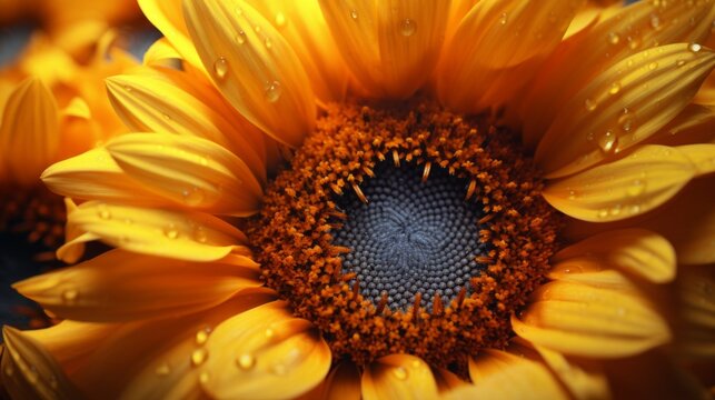 Generative AI image of sunflower close up
