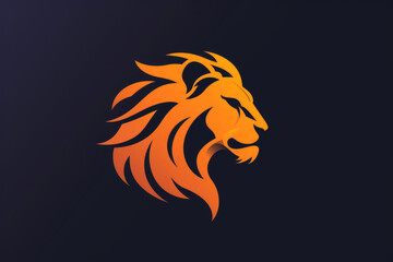 Lion head illustrated as a flat, two-color logo for branding, marketing, company or startup marking, isolated on a solid background
