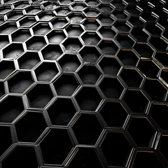 Tapeten Generative AI image of beveled honeycomb simple pattern on black background © Eitan Baron