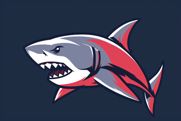 Naklejka premium Shark illustrated as a flat, two-color logo for branding, marketing, company or startup marking, isolated on a solid background