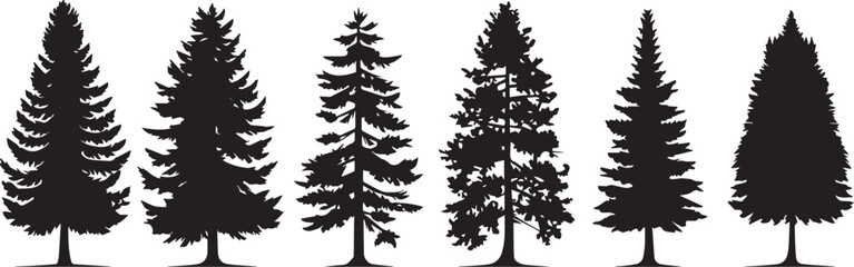 Set Trees. Hand drawn vector illustration - obrazy, fototapety, plakaty