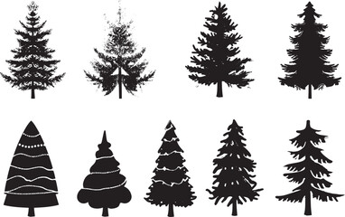 Obraz premium Set Trees. Hand drawn vector illustration