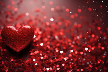 Heart festive background for Valentine's Day, confetti from hearts, template for cards, invitations