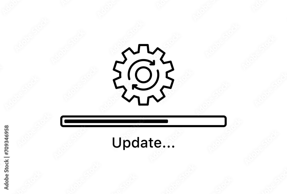 Fototapete Update system icon. Loading sync process with gear arrow circle icon . Upgrade installing software icon. Processing concept