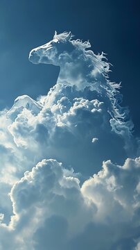 Generative AI image of cloud in the shape of a horse