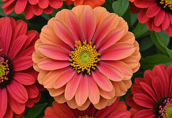Colorful Zinnia Flower Bouquet, Pink, Red, and Orange Blooms, Isolated on White Background