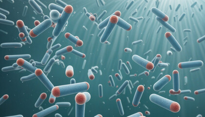 Legionella pneumophilia bacteria found in water sources. Linked to Legionnaires' disease. - obrazy, fototapety, plakaty