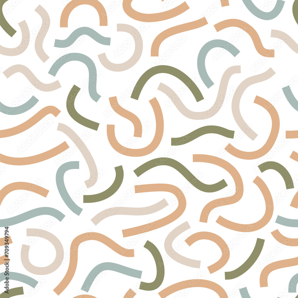 Poster pastel curved lines isolated on white background. bold squiggles.