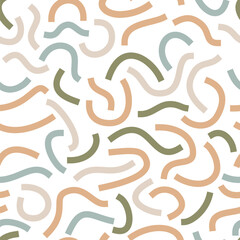 Obraz premium Pastel curved lines isolated on white background. Bold Squiggles.