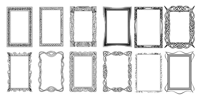 Vektorgrafik von keltischen Knoten Bilderrahmen, schwarz-wei&szlig;, modern pomp&ouml;s 