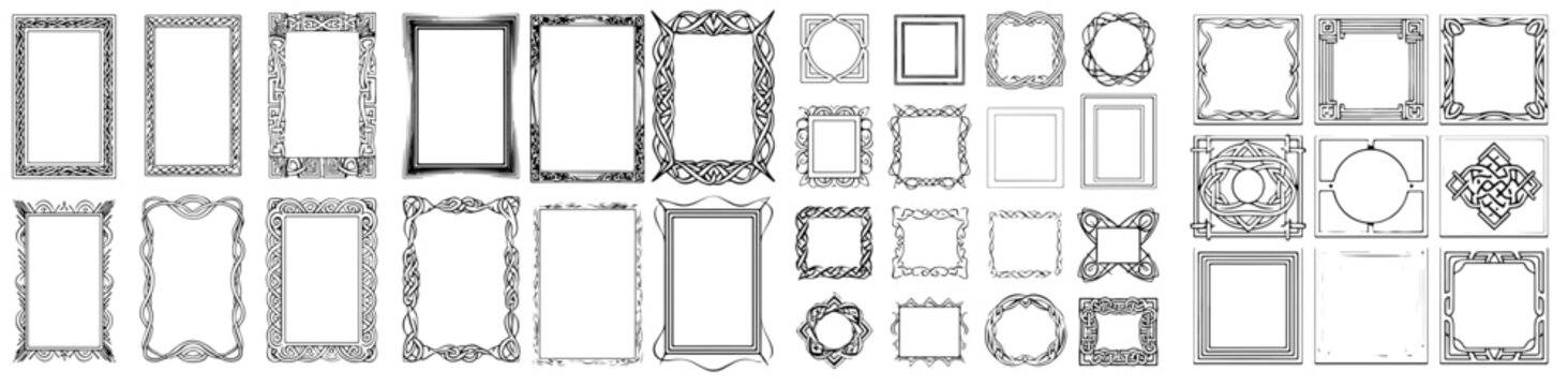 Vektorgrafik von keltischen Knoten Bilderrahmen, schwarz-wei&szlig;, modern pomp&ouml;s 