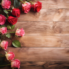 Naklejka na ściany i meble Valentines Day Background Mockup,Wood Backdrop,Digital Wood Background,Wood Scrapbook Paper 