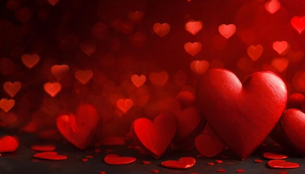 valentines day abstract background banner panorama background with red hearts love concept illustration happy valentine s day
