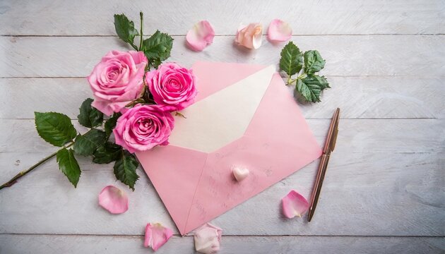 pink letter for valentine s day rose romantic letter