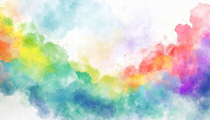 Fototapeta na wymiar watercolor color full background watercolor background with clouds rainbow color