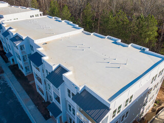 Drone Photos of New Roof Construction - obrazy, fototapety, plakaty