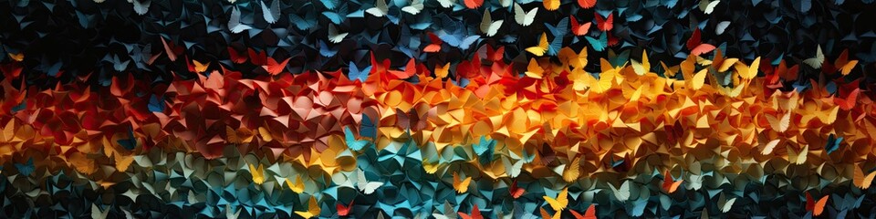 Abstract Butterfly Swarm in Fiery Watercolor Hues