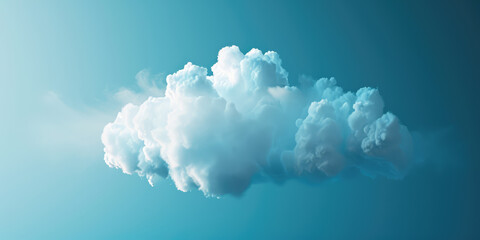 A single fluffy cloud set on a flat blue background with copy space, invoking a serene, airy feel.