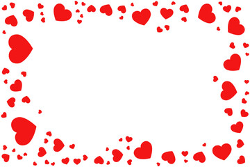 Rectangular frame of hearts on white background