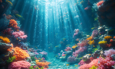 Fototapeta na wymiar Create enchanting backdrops with underwater themes and magical sea creatures