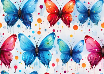 Watercolor Butterflies with Splatter Paint Drops