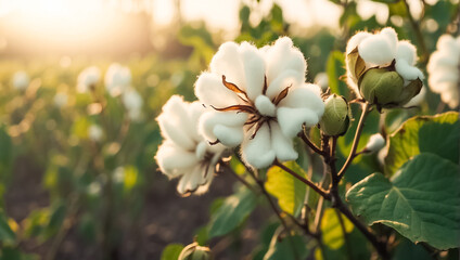 Cotton flower branch on nature season