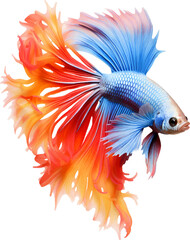 Obraz premium Colorful bushy tailed betta fish on transparent background