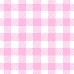 Check seamless pattern. Pink checks background. Repeated gingham geometric patern. Tablecloth style for prints design. Repeating texture checkered plaid. Repeat chess fabric. Vector illustration