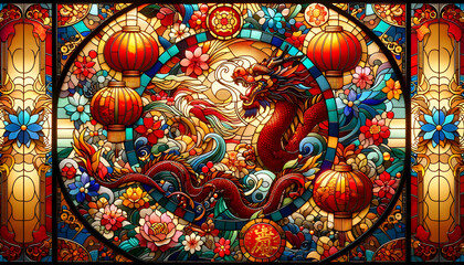 stained glass chinese new year