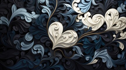 Background with floral prints and a heart. Valentine's Day background - obrazy, fototapety, plakaty