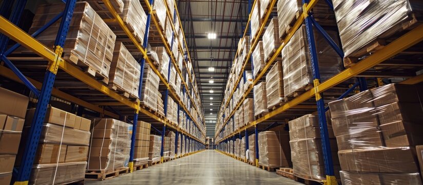 Food Storage Chamber In A Warehouse Contains Boxes.