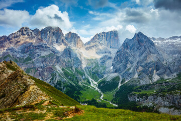 landscape with mountains and clouds