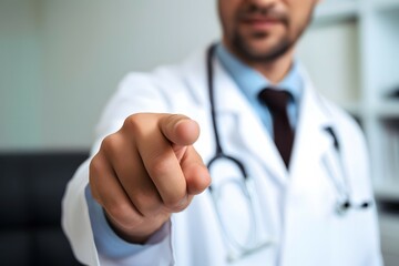 a doctor pointing out with one hand