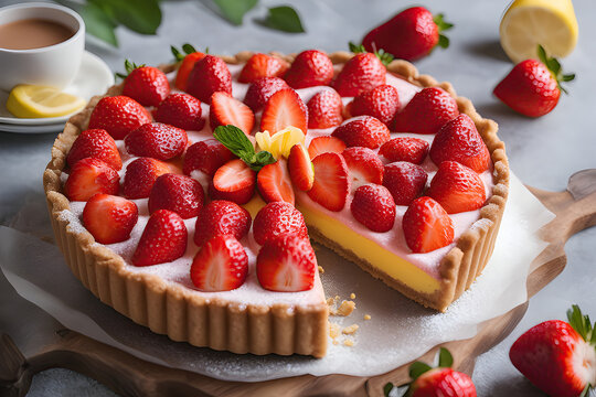 Strawberry pie cake lemon tart