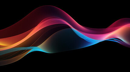 Abstract curve neon lines background, pattern of energy motion in dark digital space. Cyberspace with multicolored glowing waves of light. Concept of tech, color, texture, spectrum, data