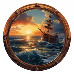 Porthole, nautical adventure, sailing on the high seas, seafaring charm