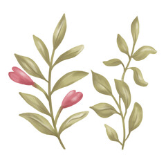 red and green leaves illustrations 